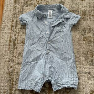 just one you by Carter’s Blue/White Stripped Collared Romper​​